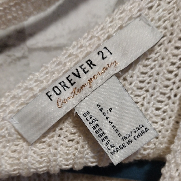 Forever 21 Cream Long Sleeve Wrap Sweater - Picture 2 of 4